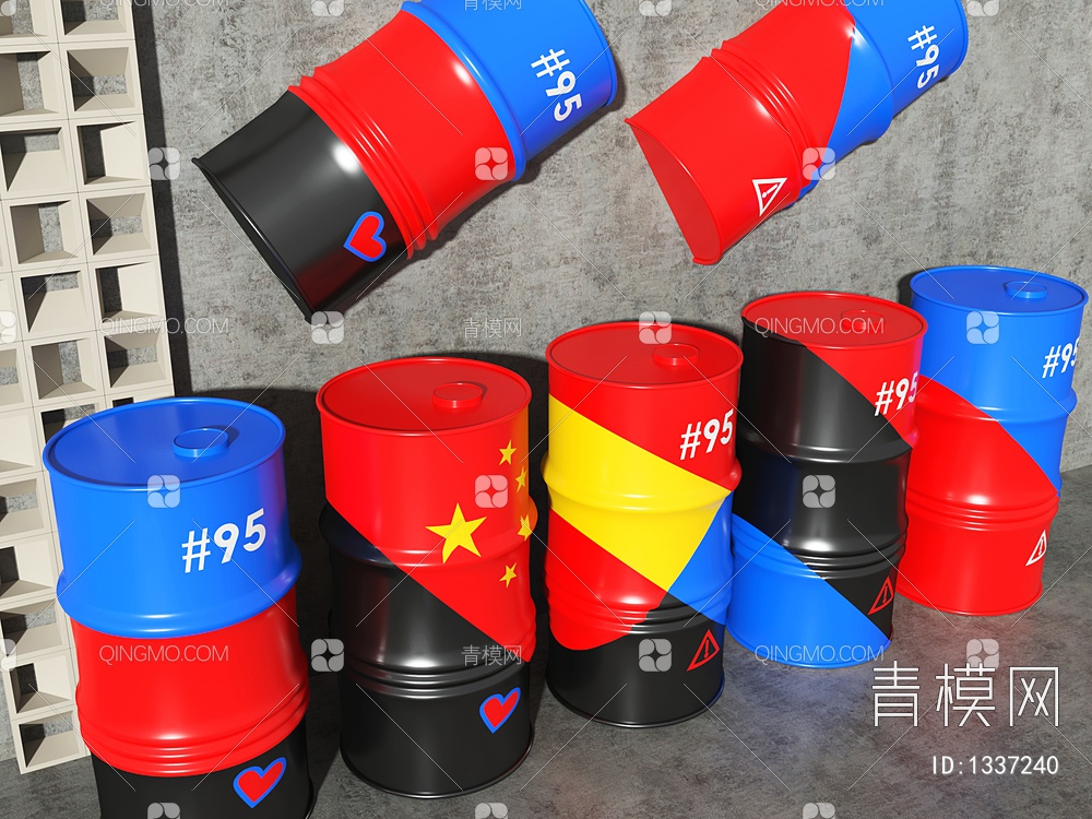 装饰油桶3D模型下载【ID:1337240】