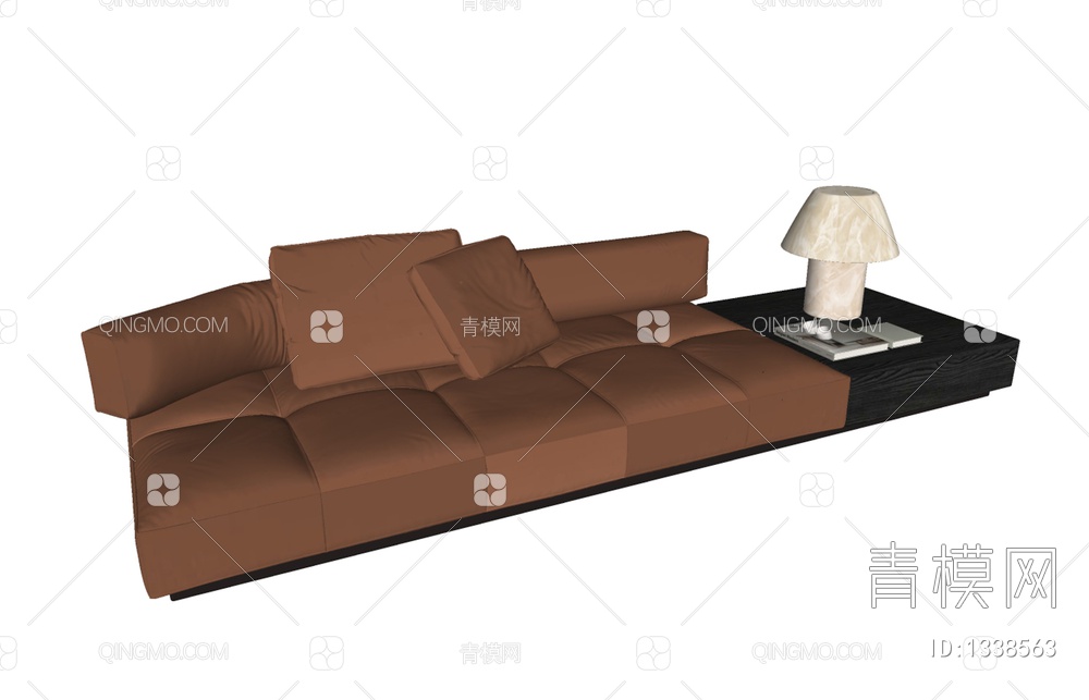棕色软体沙发SU模型下载【ID:1338563】