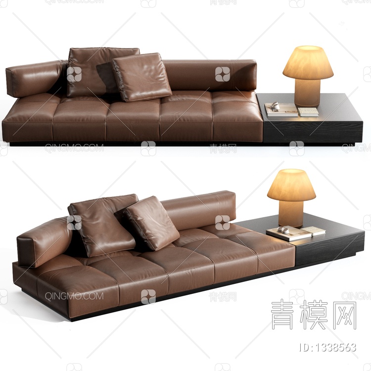 棕色软体沙发SU模型下载【ID:1338563】