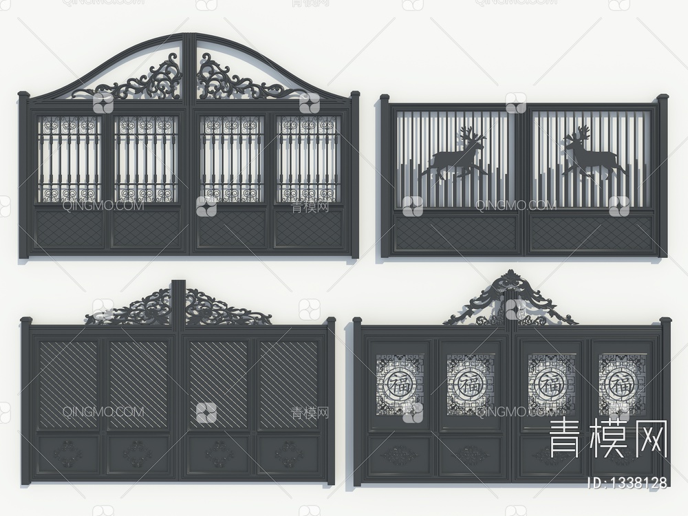 庭院门、大门、入户门3D模型下载【ID:1338128】