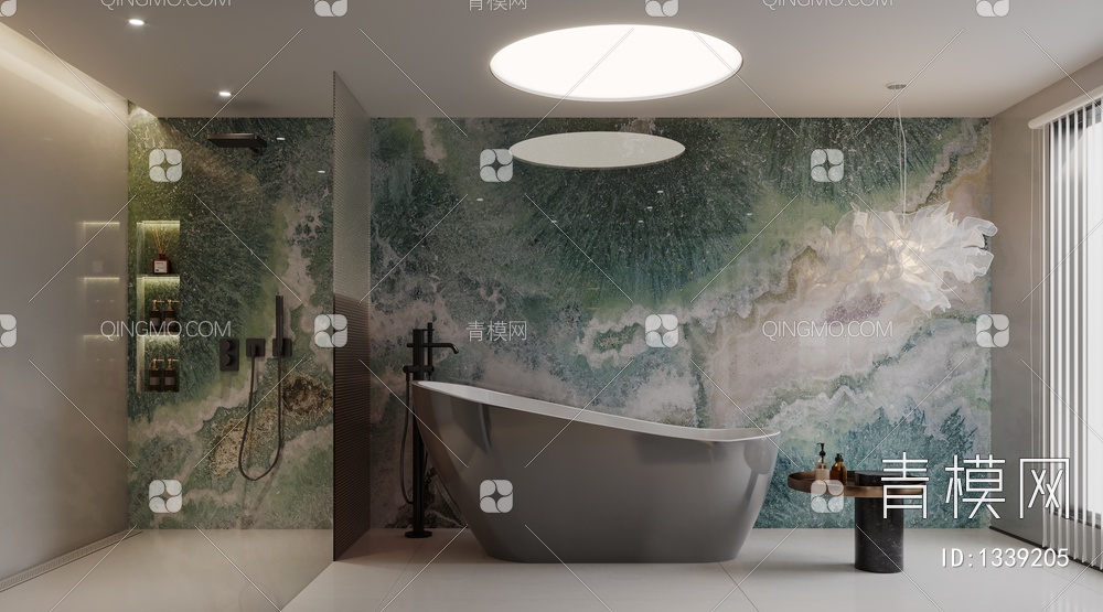 家居卫生间   浴缸  淋浴  吊灯  装饰小件3D模型下载【ID:1339205】