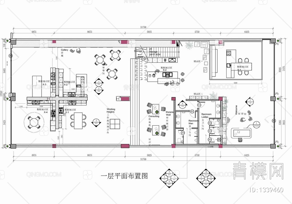 800㎡橱柜连锁店卖场展厅CAD施工图+效果图+物料表 橱柜店 橱柜卖场 橱柜展厅 橱柜连锁店【ID:1339460】