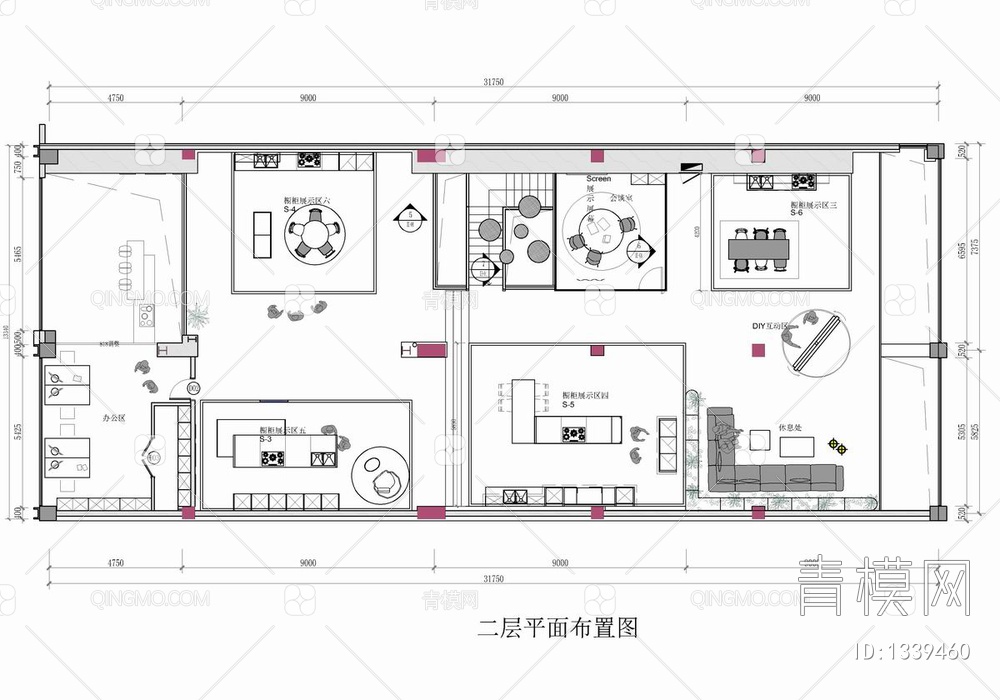 800㎡橱柜连锁店卖场展厅CAD施工图+效果图+物料表 橱柜店 橱柜卖场 橱柜展厅 橱柜连锁店【ID:1339460】