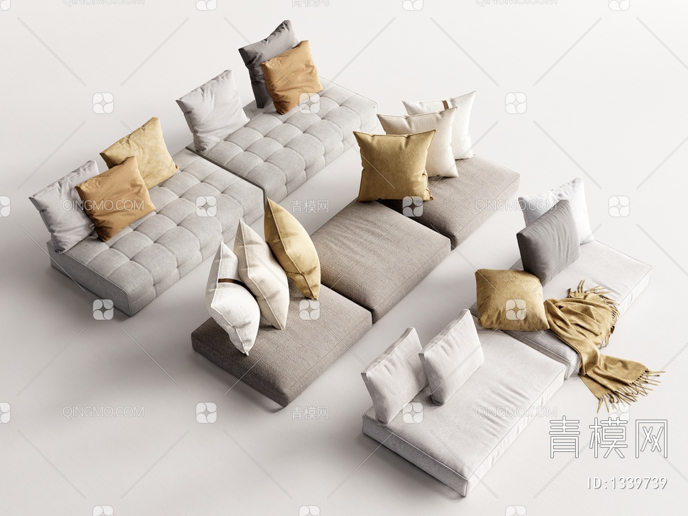 枕头 抱枕 沙发坐垫3D模型下载【ID:1339739】