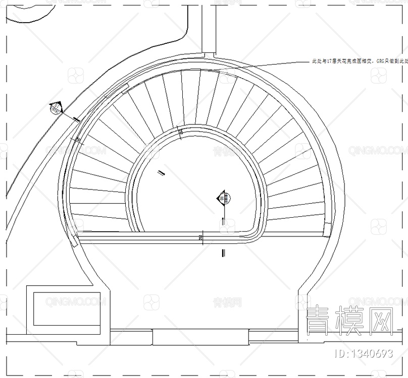 旋转楼梯GRG扶梯施工图大样【ID:1340693】