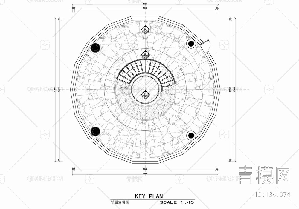 旋转楼梯CAD施工详图 弧形楼梯 异形楼梯 圆形楼梯【ID:1341074】