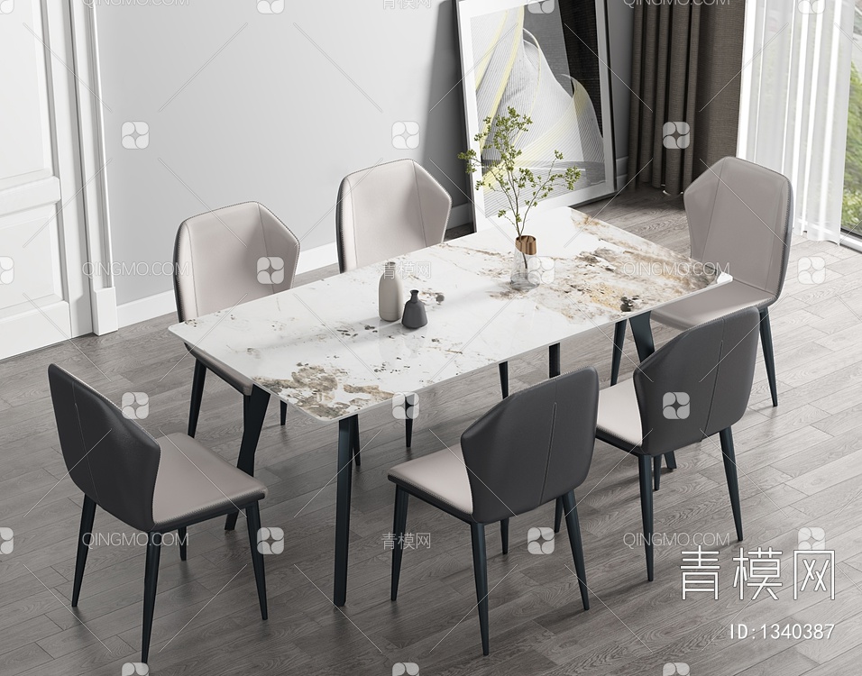 餐桌椅组合3D模型下载【ID:1340387】