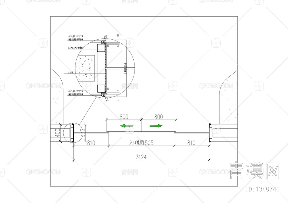 地弹簧玻璃门施工图【ID:1340741】