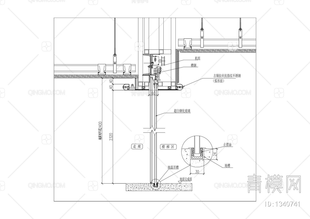 地弹簧玻璃门施工图【ID:1340741】