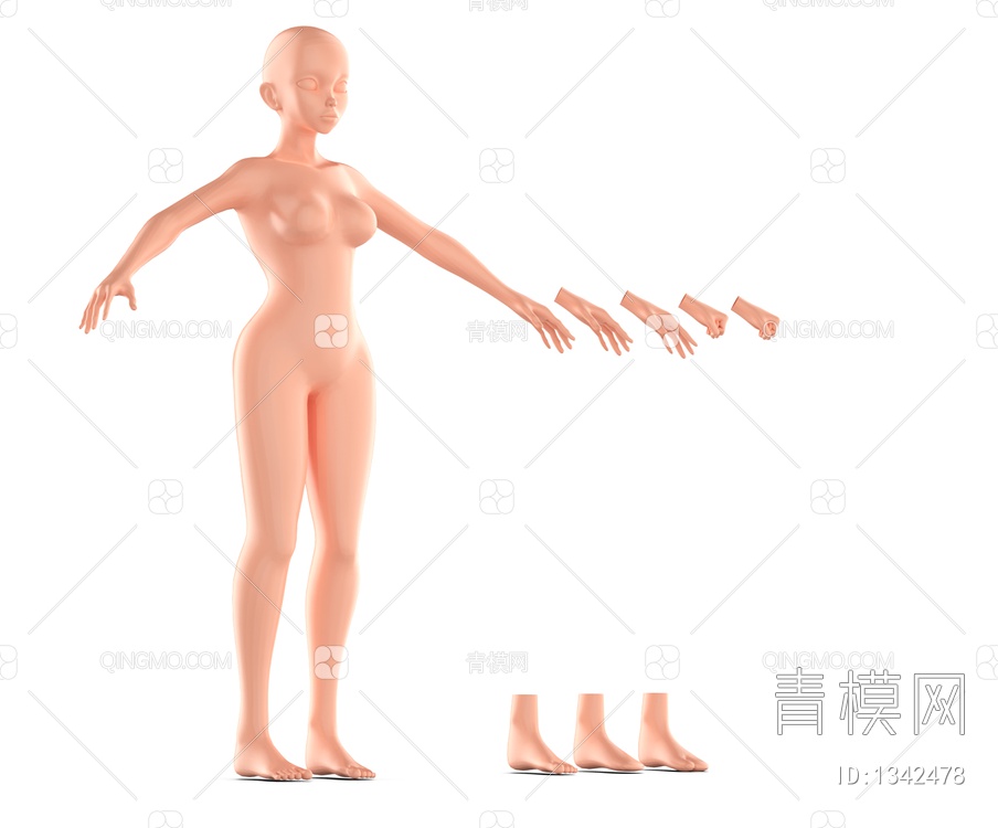 雕塑 女性人物3D模型下载【ID:1342478】