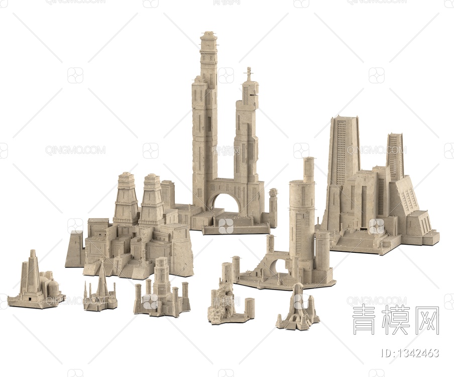古建筑 欧洲艺术建筑群3D模型下载【ID:1342463】