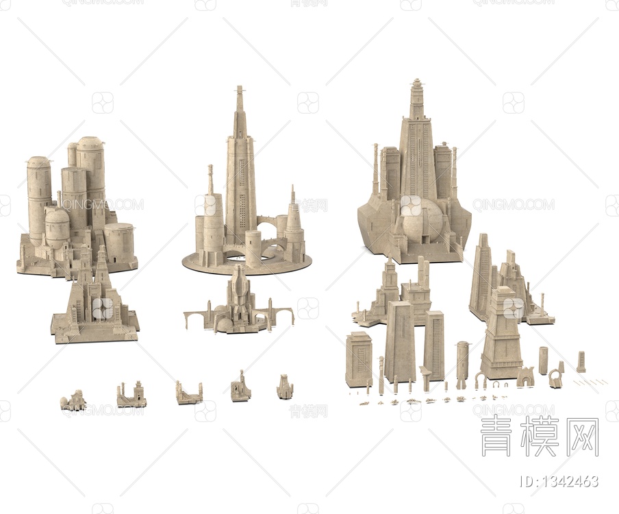 古建筑 欧洲艺术建筑群3D模型下载【ID:1342463】