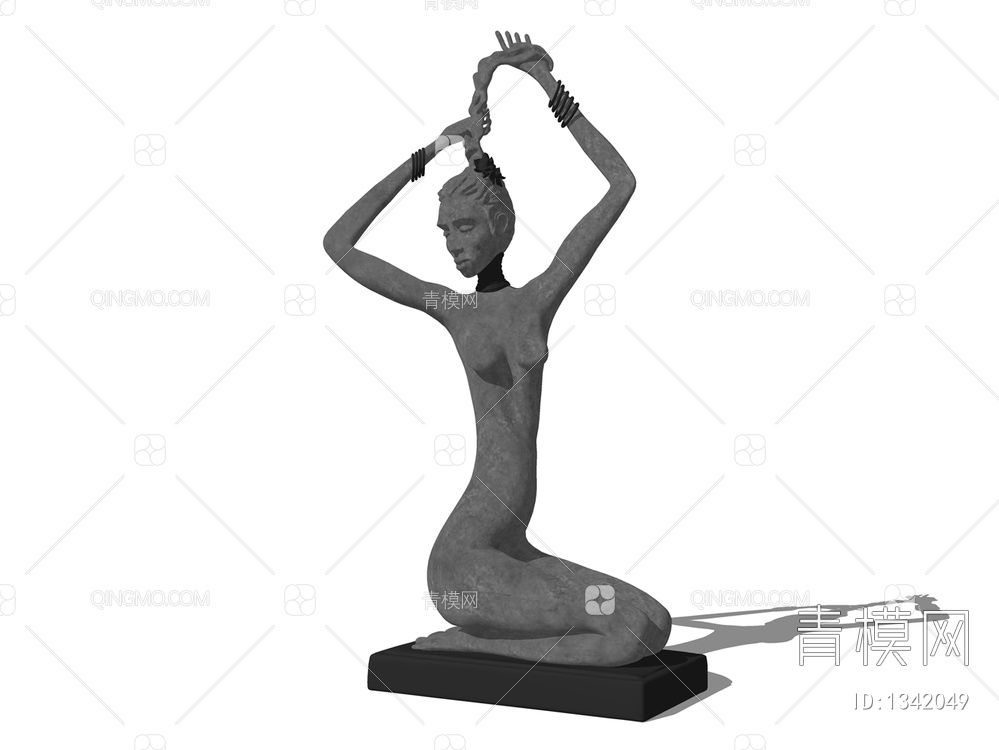 女性人物雕塑小品SU模型下载【ID:1342049】