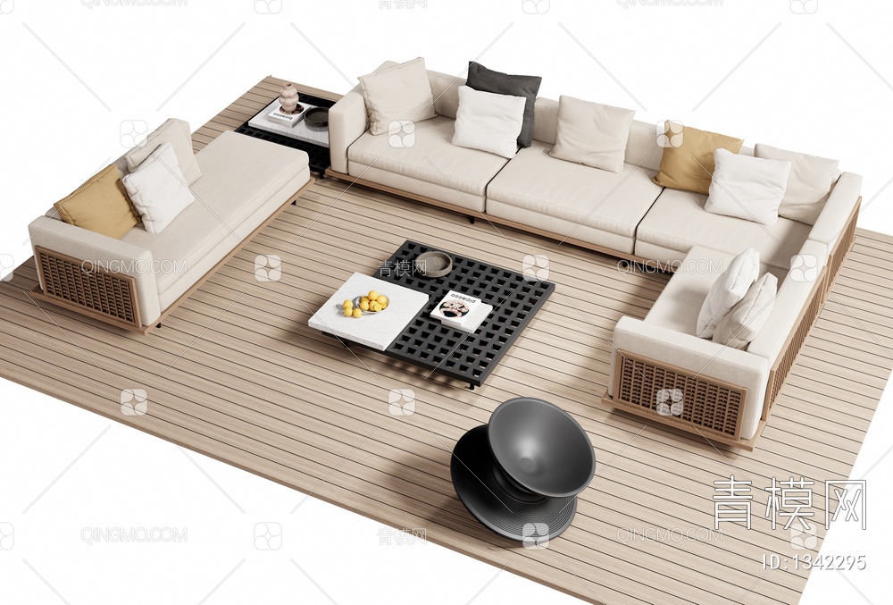 户外沙发茶几组合 庭院沙发3D模型下载【ID:1342295】