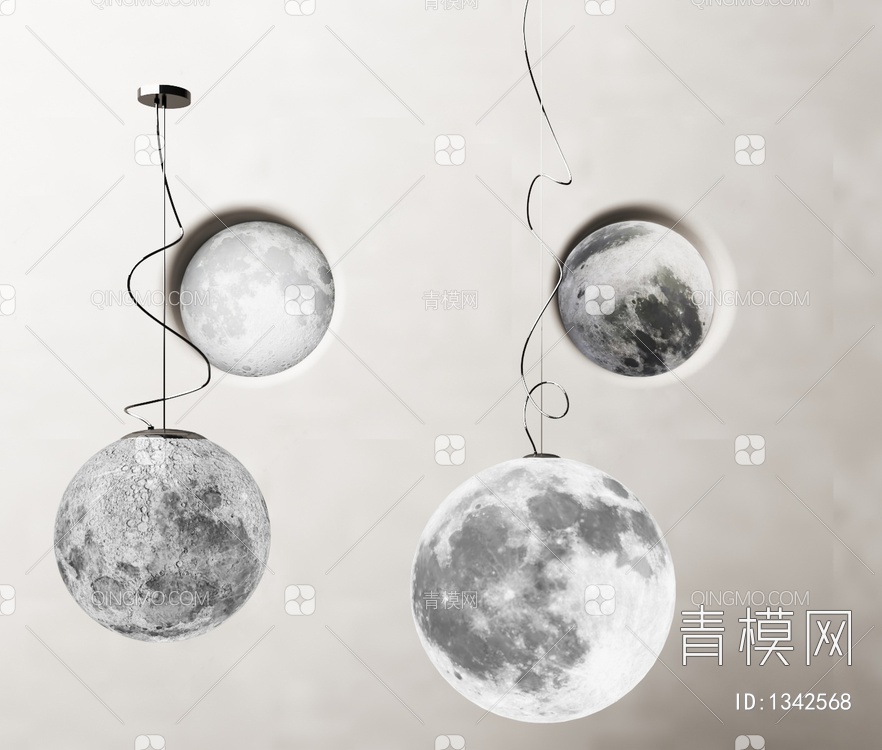 月球吊灯3D模型下载【ID:1342568】