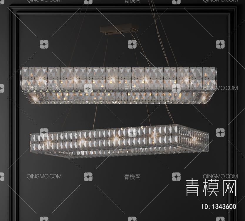 方形水晶吊灯3D模型下载【ID:1343600】