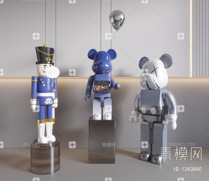 暴力熊公仔雕塑3D模型下载【ID:1343840】