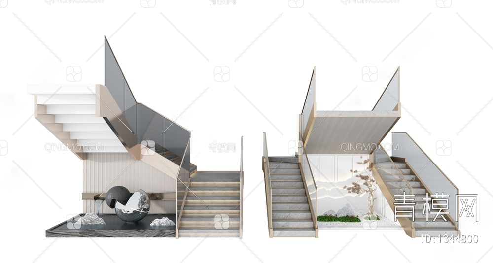 扶手楼梯3D模型下载【ID:1344800】