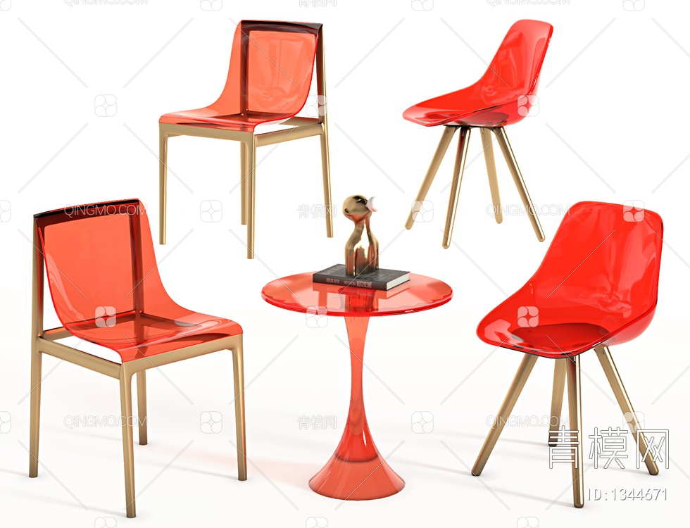 亚克力休闲椅，餐椅，休闲椅，洽谈椅，洽谈桌，圆桌，圆几，户外椅，餐桌3D模型下载【ID:1344671】