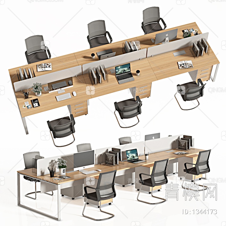 办公桌椅3D模型下载【ID:1344173】