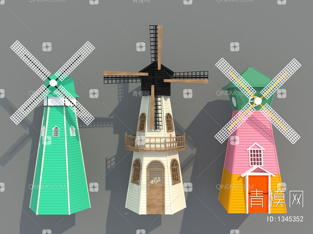 景观小品网红风车3D模型下载【ID:1345352】