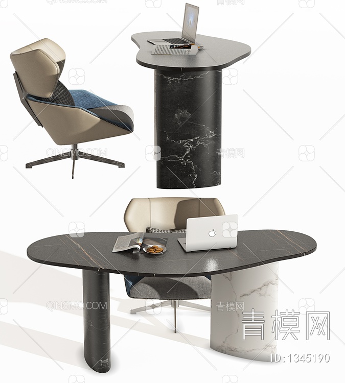 办公桌椅3D模型下载【ID:1345190】