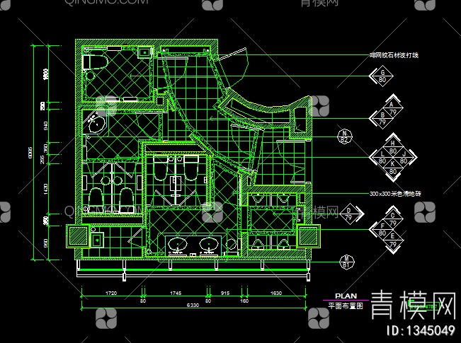 卫生间CAD图纸素材大全【ID:1345049】