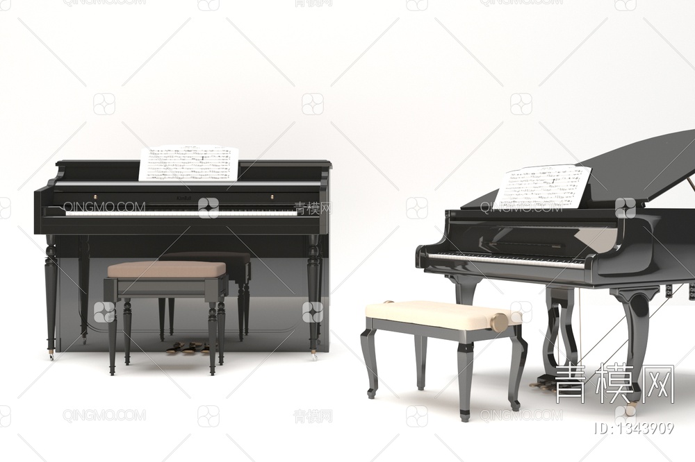 钢琴组合3D模型下载【ID:1343909】