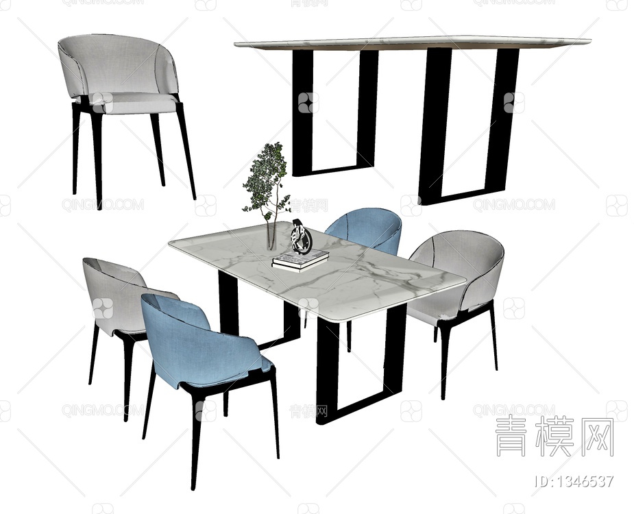 餐桌椅，餐桌，餐椅，书桌，书椅，写字桌，写字椅，书画桌，办公桌，书SU模型下载【ID:1346537】