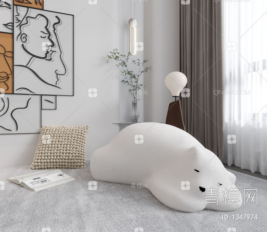 北极熊单人沙发3D模型下载【ID:1347974】