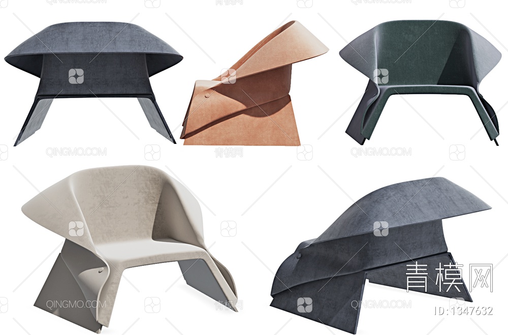 休闲椅，洽谈椅，布椅单椅，异形椅，异形沙发，休闲沙发SU模型下载【ID:1347632】