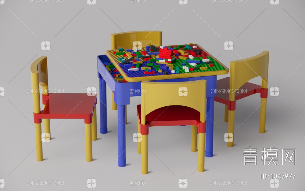 儿童桌椅 积木桌SU模型下载【ID:1347977】