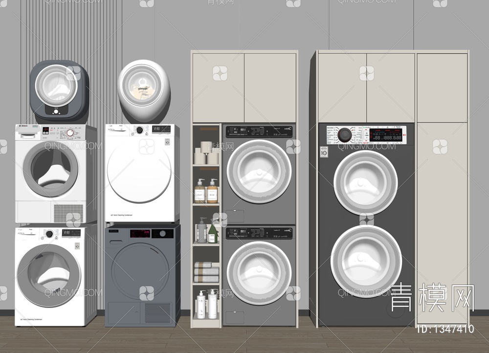 洗衣机 烘干机 壁挂洗衣机SU模型下载【ID:1347410】