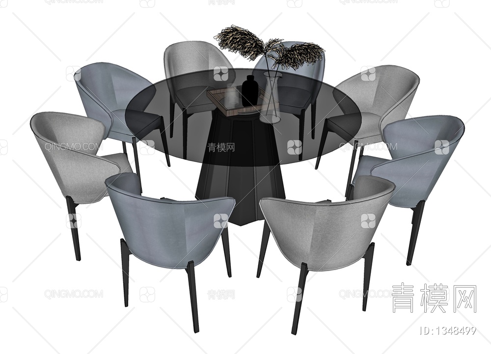 餐桌椅组合SU模型下载【ID:1348499】