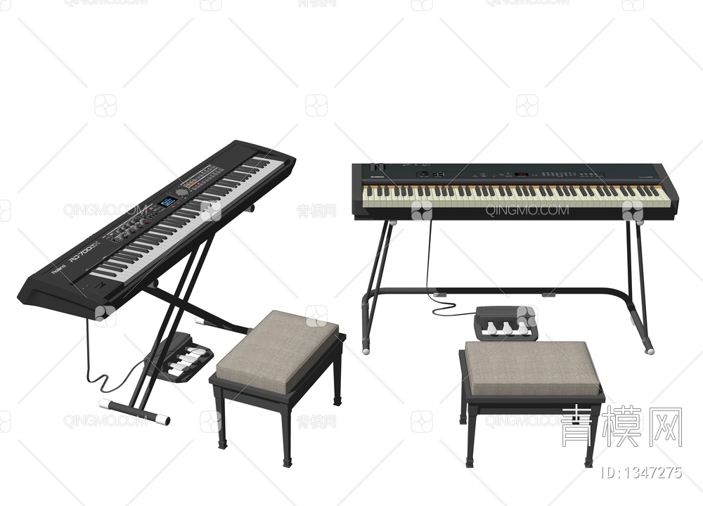 电子琴 钢琴SU模型下载【ID:1347275】