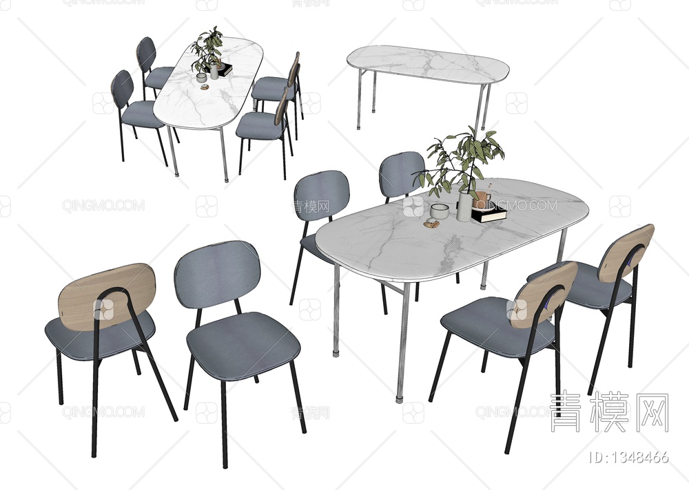 餐桌椅组合SU模型下载【ID:1348466】