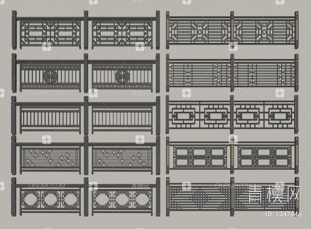 铁艺栏杆 护栏SU模型下载【ID:1347446】