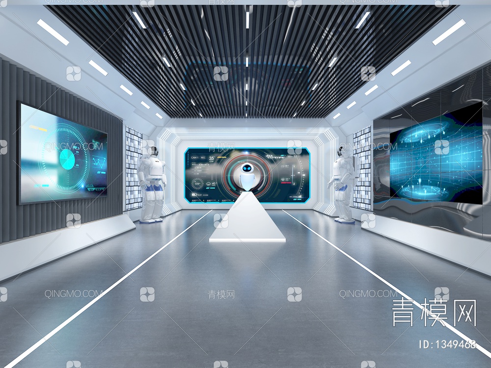 科技展厅 360全息投影 智能机器人 互动触摸屏3D模型下载【ID:1349468】