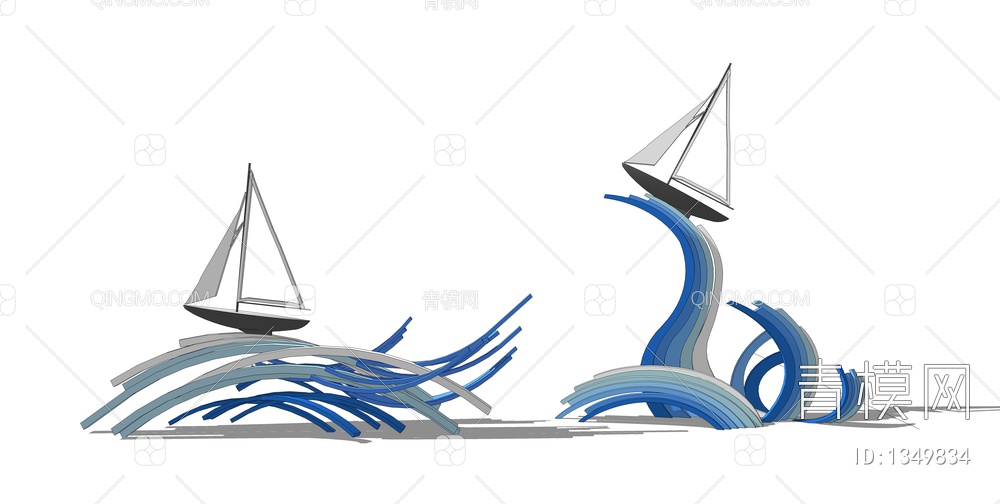 海洋主题雕塑小品SU模型下载【ID:1349834】
