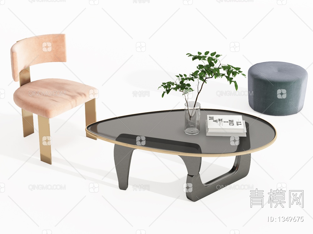 单椅 茶几组合3D模型下载【ID:1349675】