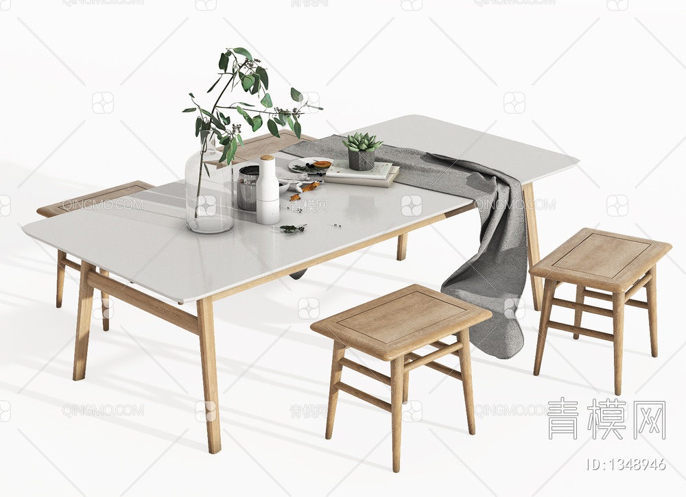 茶桌椅组合3D模型下载【ID:1348946】