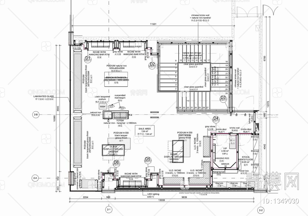 300㎡侈品店专柜CAD施工图+实景照 卖场 商场 奢侈品专柜【ID:1349030】