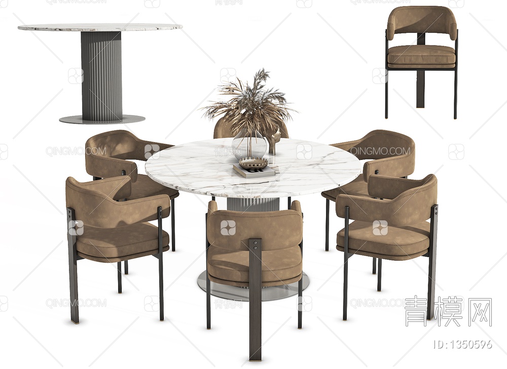 餐桌椅组合SU模型下载【ID:1350596】
