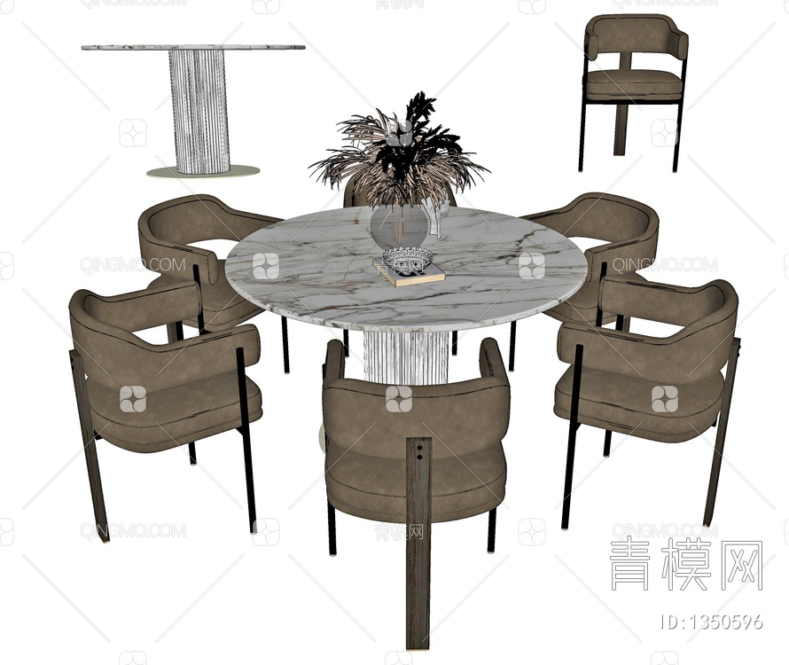 餐桌椅组合SU模型下载【ID:1350596】