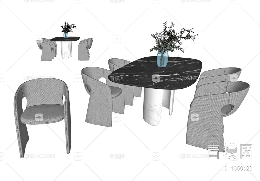 餐桌椅SU模型下载【ID:1350623】