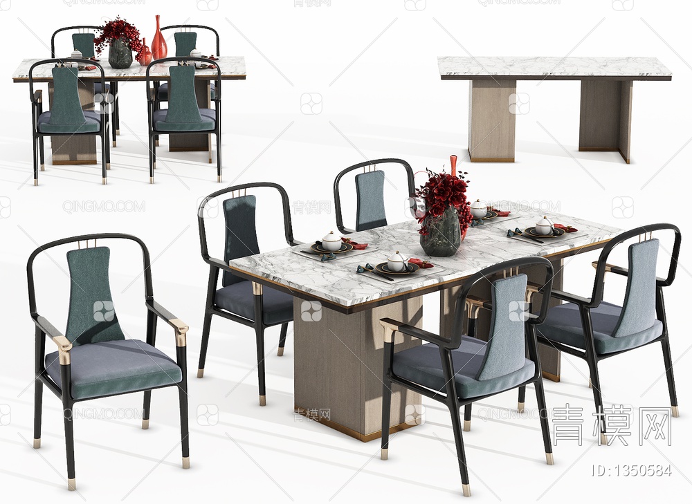 餐桌椅组合3D模型下载【ID:1350584】