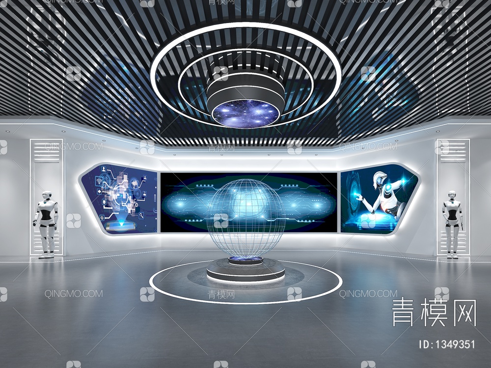 科技展厅 360全息投影 智能机器人 互动触摸屏3D模型下载【ID:1349351】