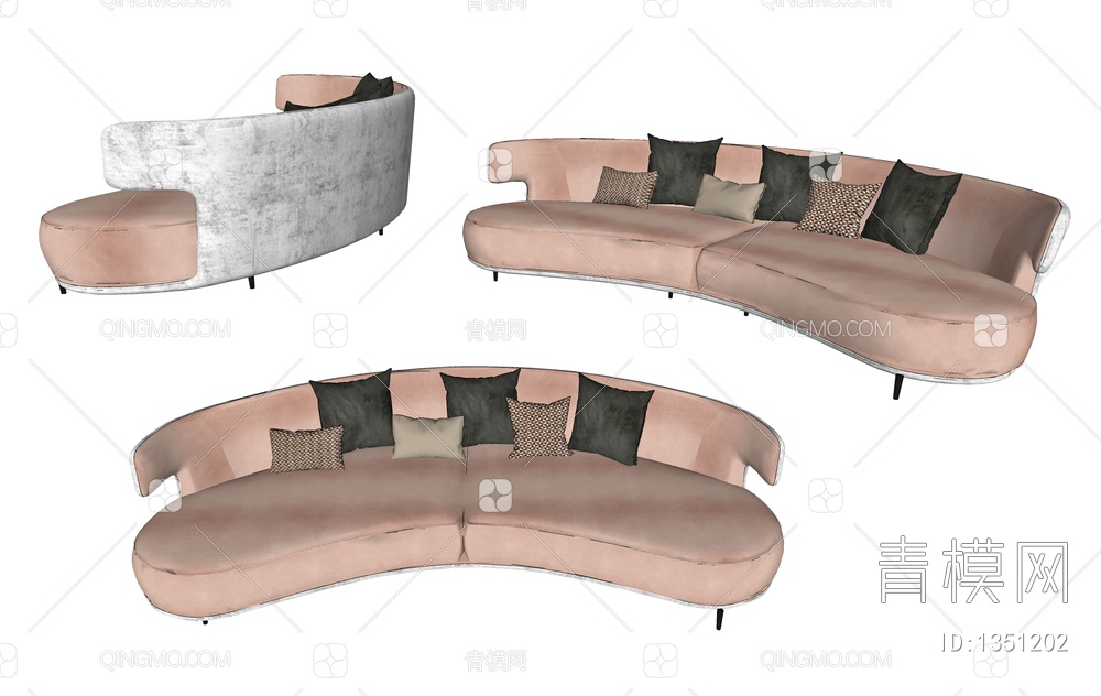 弧形沙发SU模型下载【ID:1351202】