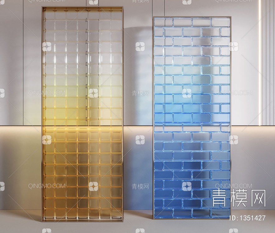 彩色玻璃砖屏风SU模型下载【ID:1351427】
