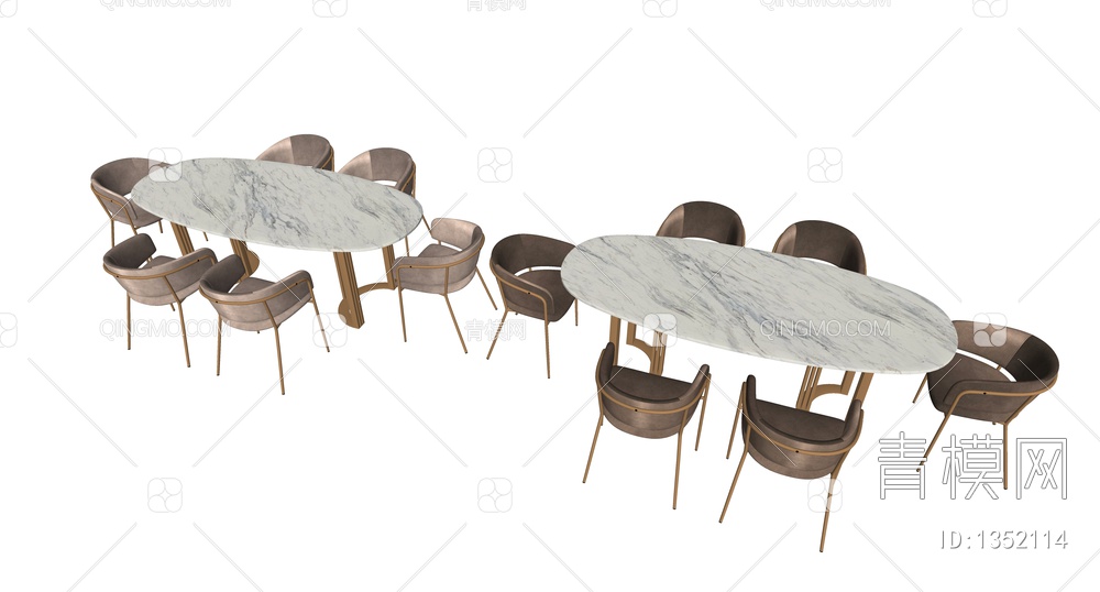 餐桌椅组合SU模型下载【ID:1352114】